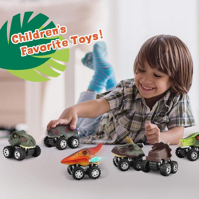 Dinosaur Toys Pull Back Cars for Boy, Dino Car Toy Set for Kids, Pull Back Vehicles for T-Rex Dinosaur Games, Birthday Gifts for Age 2 3 4 5 6 Year Old Toddlers Boys Girls (6 Pack)