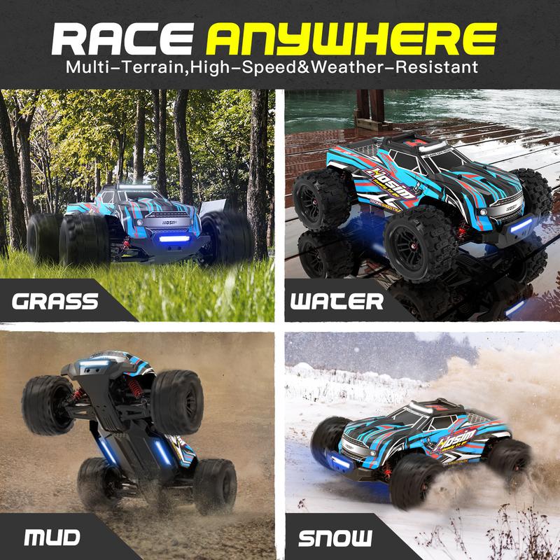 Hosim 1:14 RC Cars with Colorful LED Lights, 40+ KPH High Speed Remote Control Car, 4WD RC Trucks Waterproof Off-Road Jumping Crawler for Boys Children Adults remote control rccar rccar