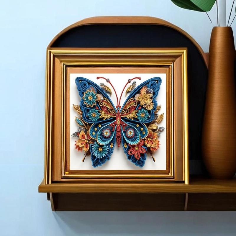 Butterfly Pattern DIY Diamond Arts Colorful Painting Kit without Frame, DIY Decorative Art Picture for Beginner, Wall Art Decor for Home Office