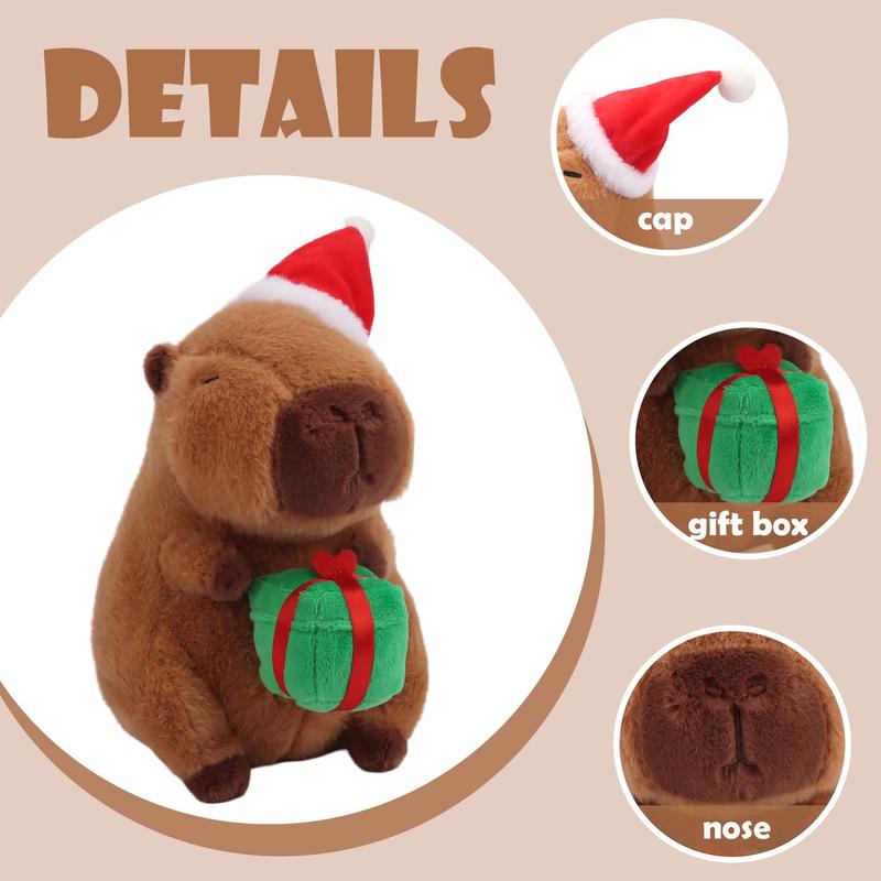 22cm 8.66in Capybara Plush Toys Cuddle Christmas Capybara Toys Unique Capybara Soft Plush Toys With Christmas Gift, Box Stuffed Animal Christmas Decoration