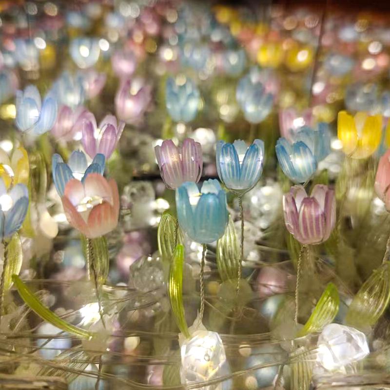 DIY Tulipanes Infinitos Espejo. 20 Flower Tulip Lamp Cube. Tulip Box with Lights. For Tulip Lamp Cube Night Light. Tulipanes Espejo night light