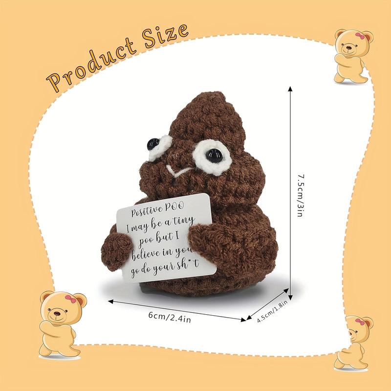 Cute Poop Design Knit Embroidery Ornament with Card, 1 Count Funny Gift for Friends, Home Decor Supplies for Living Room & Bedroom