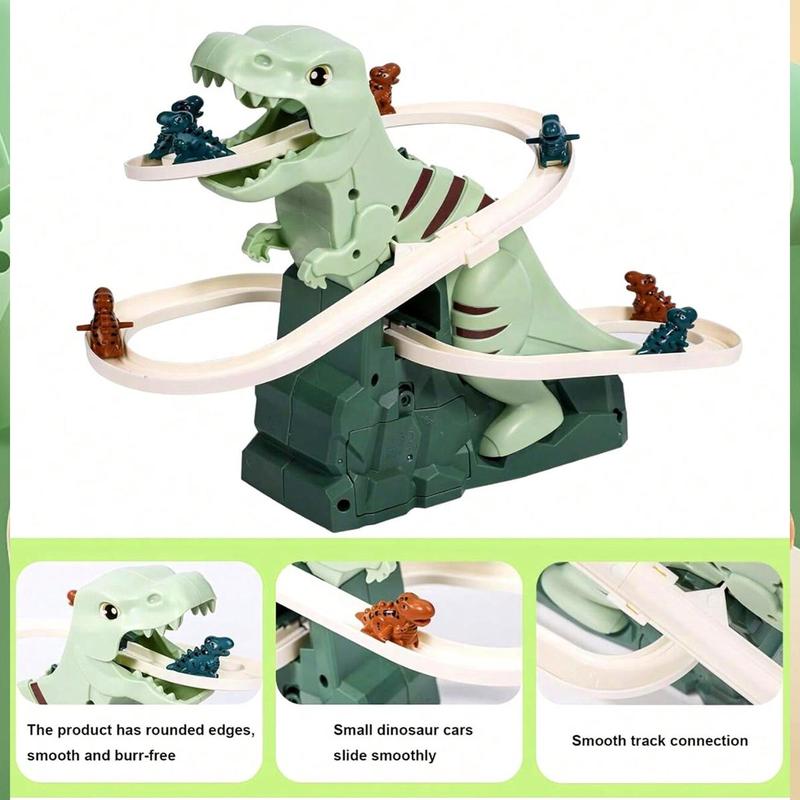 Dinosaur Climbing Stairs Track Slide Toy, Electric Dinosaur Stairs Climbing Slide Toy with 3 Cars, Climbing Track Toy for Kids