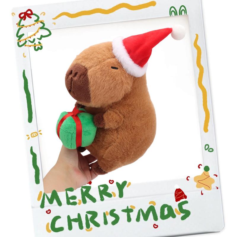 22cm 8.66in Capybara Plush Toys Cuddle Christmas Capybara Toys Unique Capybara Soft Plush Toys With Christmas Gift, Box Stuffed Animal Christmas Decoration