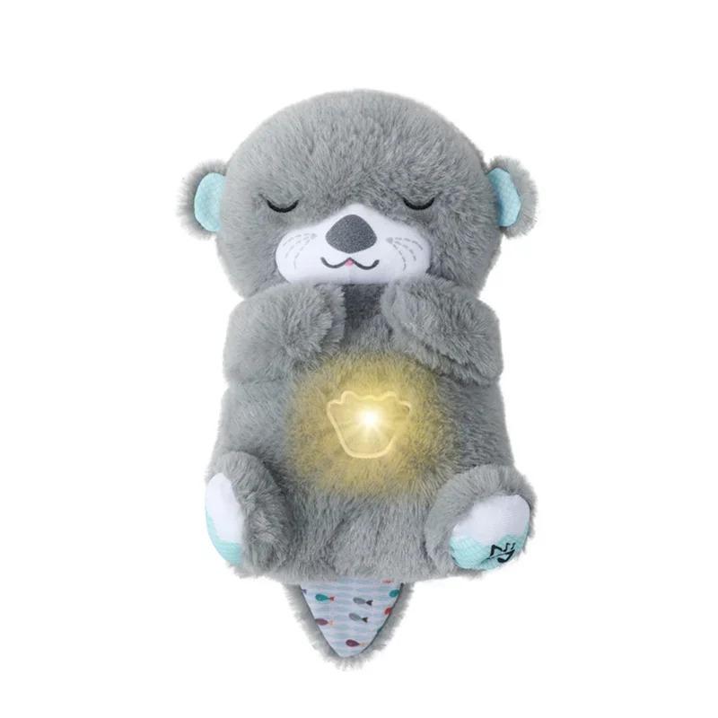 Breathing Otter Plush Toy Pet Cat Nap Sensory with Light and Sound Gift Musical Doll 30cm for Soothing Sleep 02