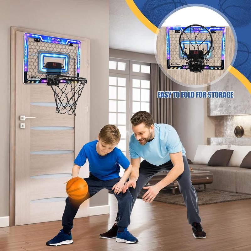 Basketball Hoop Indoor for Kids, Mini Basketball Hoop with 3 Balls,Led Light,Batteries & Electronic S