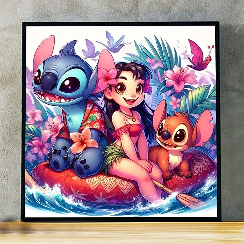 Stitch & Lilo Pattern DIY Diamond Arts Colorful Painting Kit without Frame, 5D Diamond Decorative Painting Kit, Wall Art Decorations for Gifts