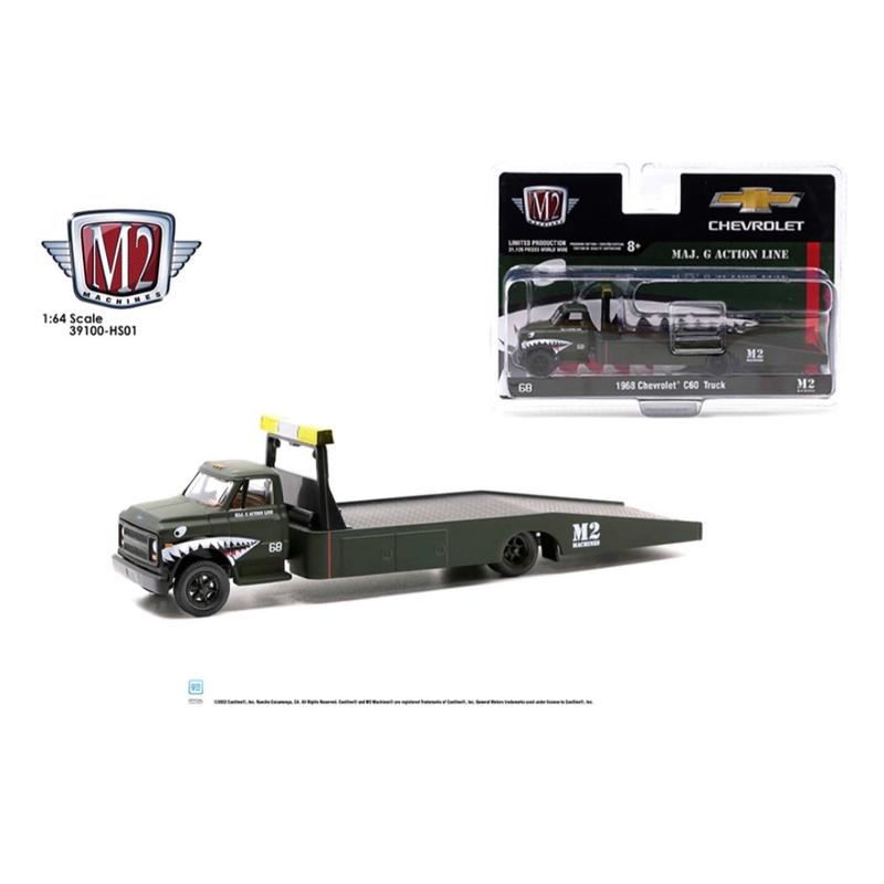 M2 Machines 1:64 1968 Chevrolet C60 Flatbed Truck MAJ. G Action Line-Auto Haulers Hobby Exclusive