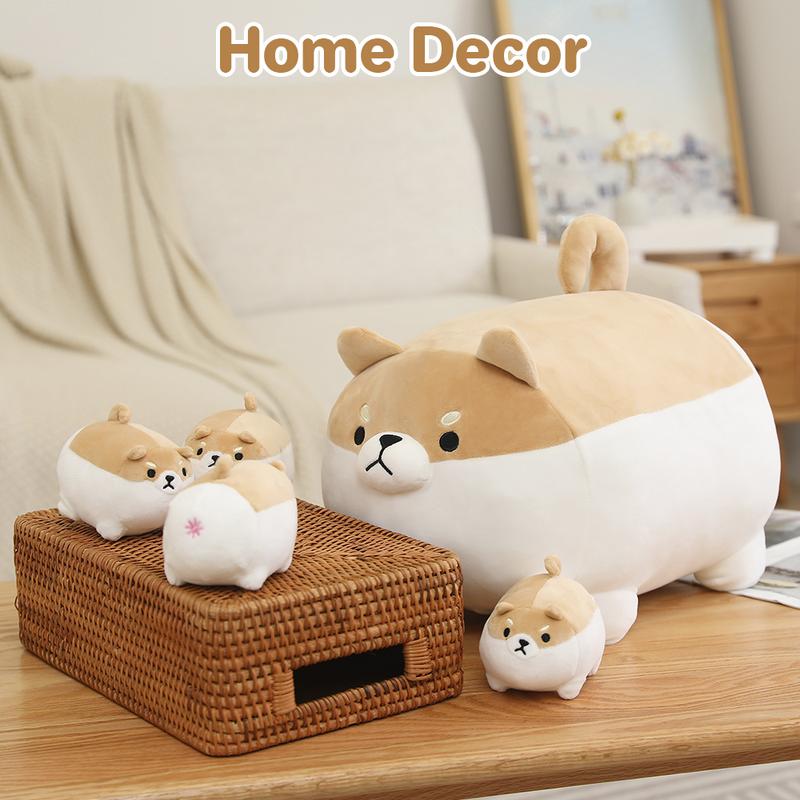 Stuffed Animal Shiba Inu Plush Toy with 4 Baby , Soft Anime Kawaii Animal Pillow,Stuffed Cotton Plush Animal Toy Gift for Kids