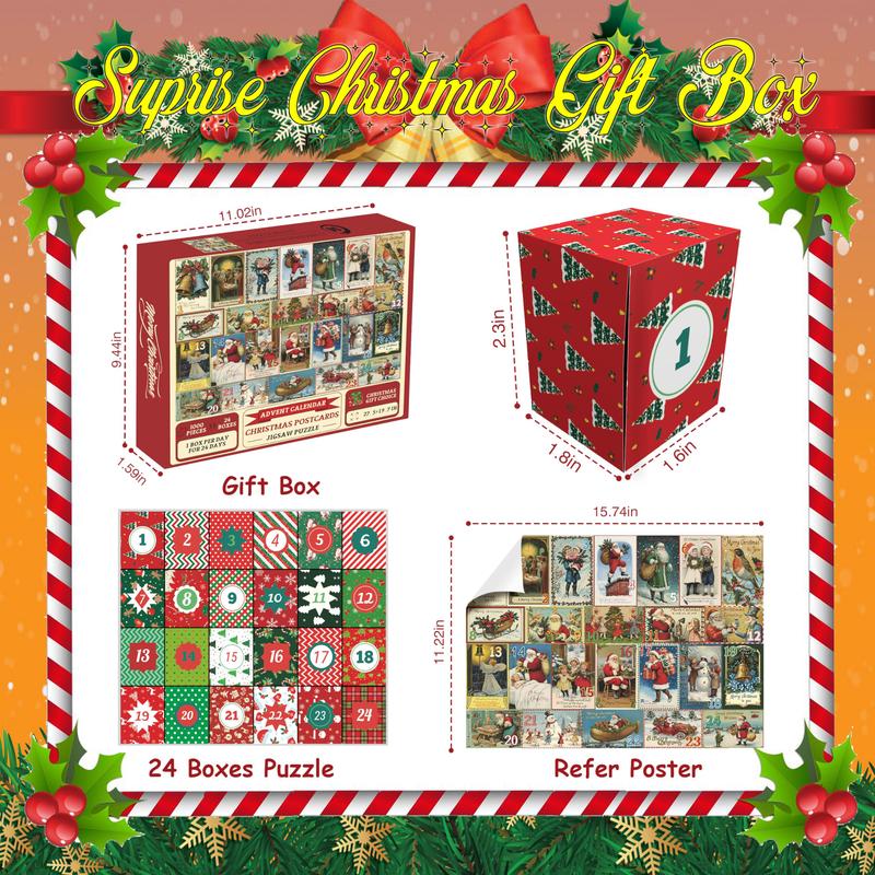 Advent Calendar Puzzles 1000 Pieces, Christmas Countdown Jigsaw Puzzles, Puzzles for Home Decor christmas advent christmas decorations