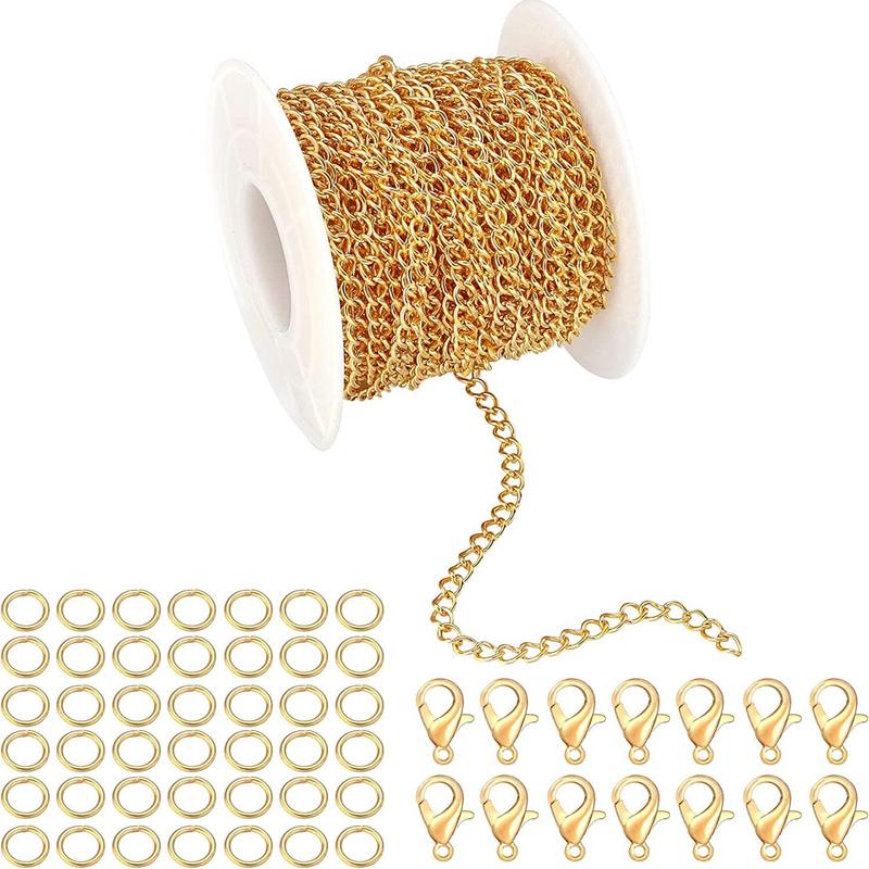 10m DIY Chain with Lobster Clasp & Jump Ring Set, 1 Set DIY Jewelry Making Supplies for Bracelet & Necklace Making