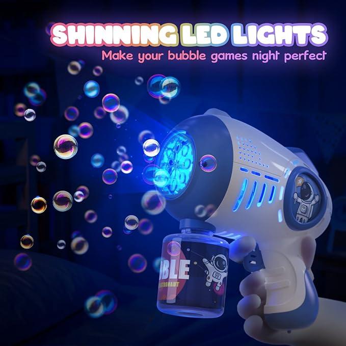 2 Bubble Toy - Light Up Bubble Machine with 8-Hole Blower and 4 Refill Packs. Enjoy hours of fun with this automatic bubble maker