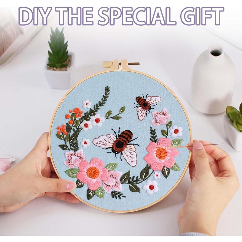 3 count Embroidery Kit for Beginners - Embroidery Patterns, Embroidery Accessories & Hoop Included, Hand Embroidery Kit for Adults Stitching Sewing Kit Gift | AnimalB Patterns