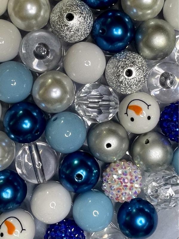 Snow man Mix - 20mm Bubble Gum Bead Mixes, Chunky Bead Mixes