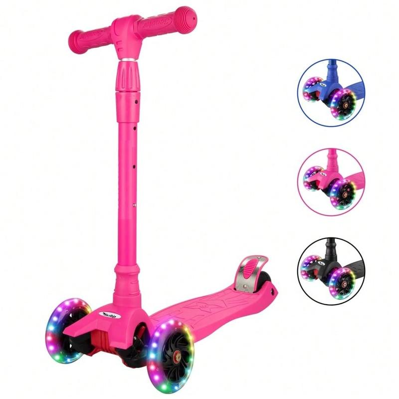 Scooters For Children Age 3-5, Kick Scooter For Boys Girls Toddlers, 4 Adjustable Height, AEBC-9 Bearing, 3 Light Up Wheels, Lean To Steer, Outdoor Activities For Children From 3 To 12 Years Old