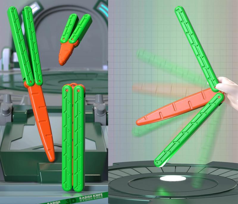 Summer 2 Pcs Carrot toys - Stress Relief Fidget Toys with Decompression Features - 3D Printed Practice Prop EDC (Big + Small) Green