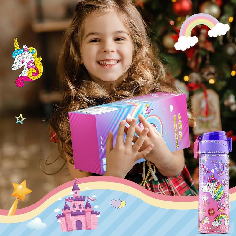 Christmas gift Unicorn Diamond Painting Toys & Friendship Bracelet Kit for Girls - Decorate Your Own Water Bottle Kits for Kids Ages 3 and Up