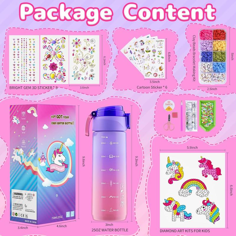 Christmas gift Unicorn Diamond Painting Toys & Friendship Bracelet Kit for Girls - Decorate Your Own Water Bottle Kits for Kids Ages 3 and Up