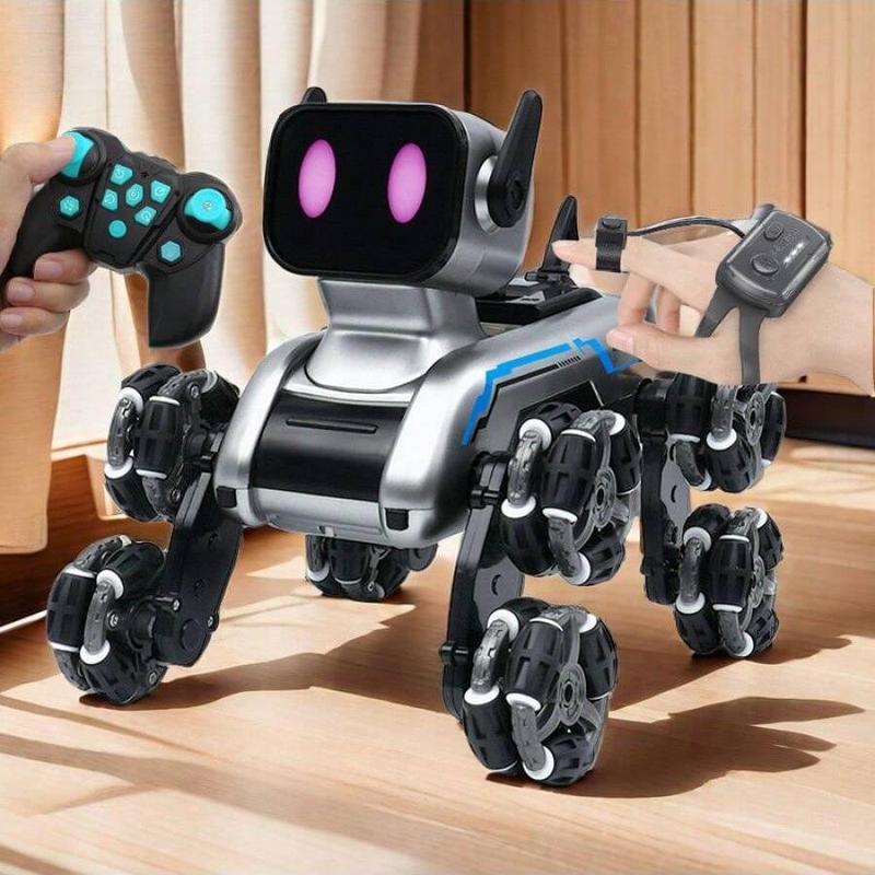 Remote Control Stunt Car Toy with Music, 8 Wheel Dual Control Robot Dog Car Toy, Hand Gesture Remote Control Stunt Car Toy, Birthday Gifts Ideas