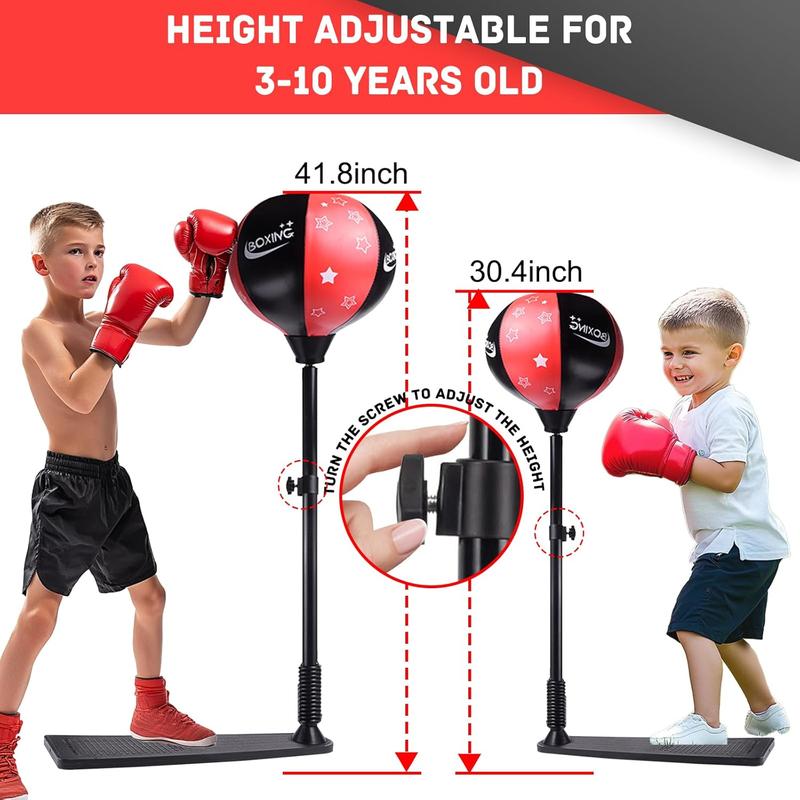 Punching Bag for Kids, Foot Pedal Kids Boxing Set with Stable Design, Portable Kids Punching Bag with Boxing Gloves & Pump, Adjustable Height Boxing Bag Sport Toy for Boys & Girls