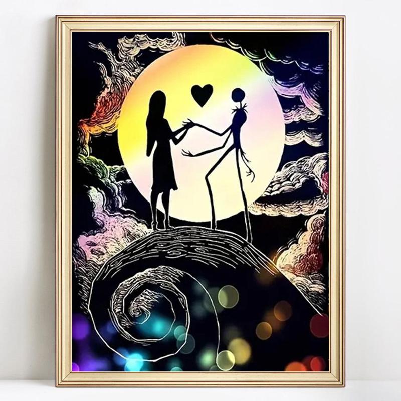 Cartoon Moon Pattern DIY Diamond Arts Painting Kit without Frame, Full Round Diamond Arts Painting Kit, Decor for Home