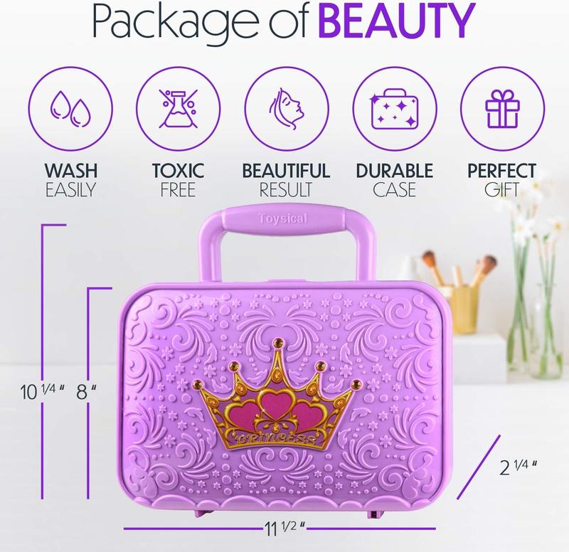 Makeup Kit for Girls, 51 PCS Pretend Makeup Set for Kids, Real Makeup Toys for Girls, Non Toxic, Princess Toys for Girls, Birthday Gift