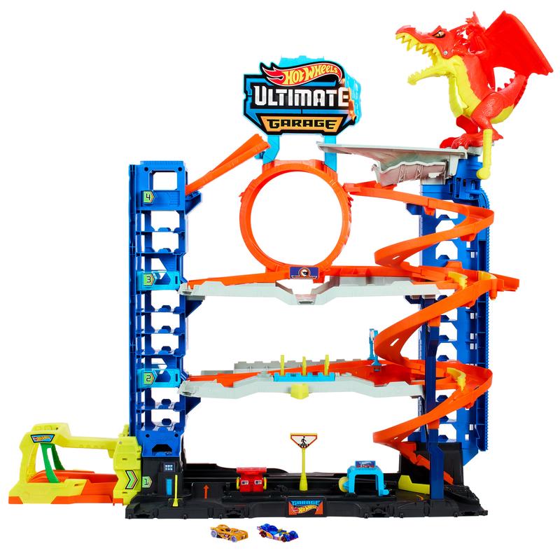 Hot Wheels City Ultimate Garage Playset with 2 Die-Cast Cars, Storage for 50+ Cars Child Age 4-8