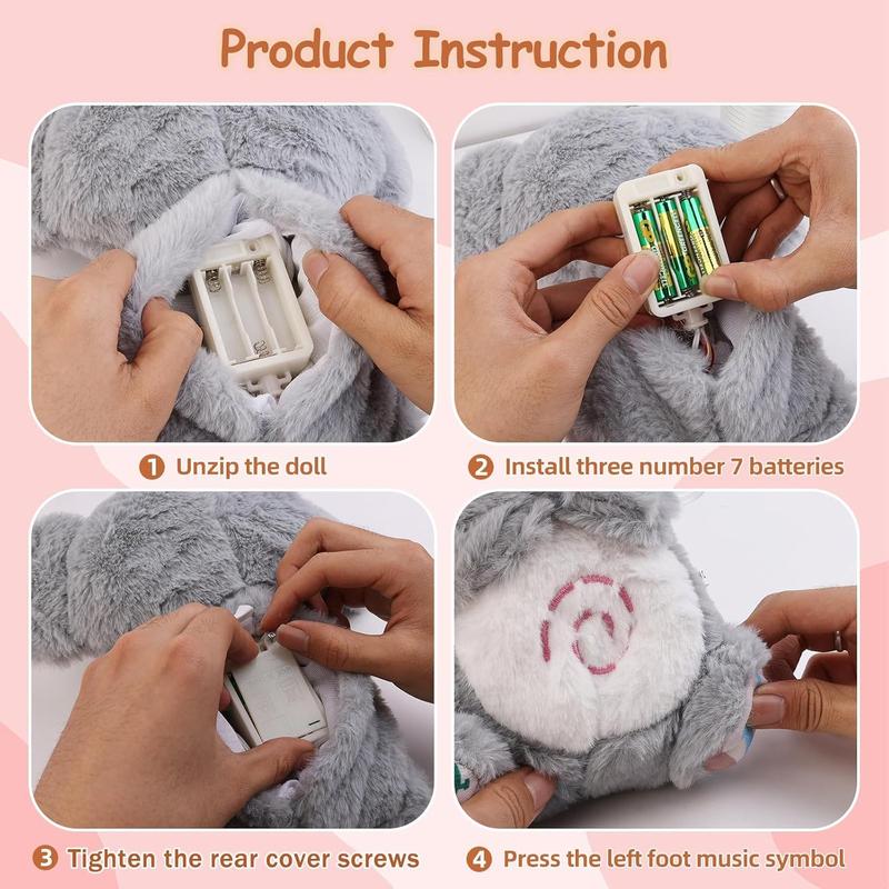 Anxiety Relief Plush Animal Breathing Relief Plush Animal Baby Sound Machine with Sensory Details Music Lights and Rhythmic Breathing Movements