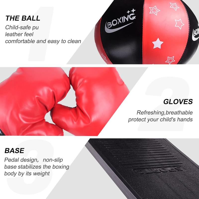 Punching Bag for Kids, Foot Pedal Kids Boxing Set with Stable Design, Portable Kids Punching Bag with Boxing Gloves & Pump, Adjustable Height Boxing Bag Sport Toy for Boys & Girls