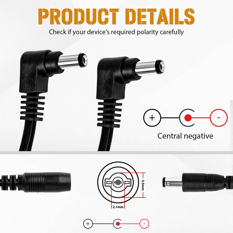 STRICH SPA-10 AC 9V Guitar Pedal Power Supply Adapter (1000mA) with 6-Way Daisy Chain Cables, Compatible with Bass Effect Pedal Boards.