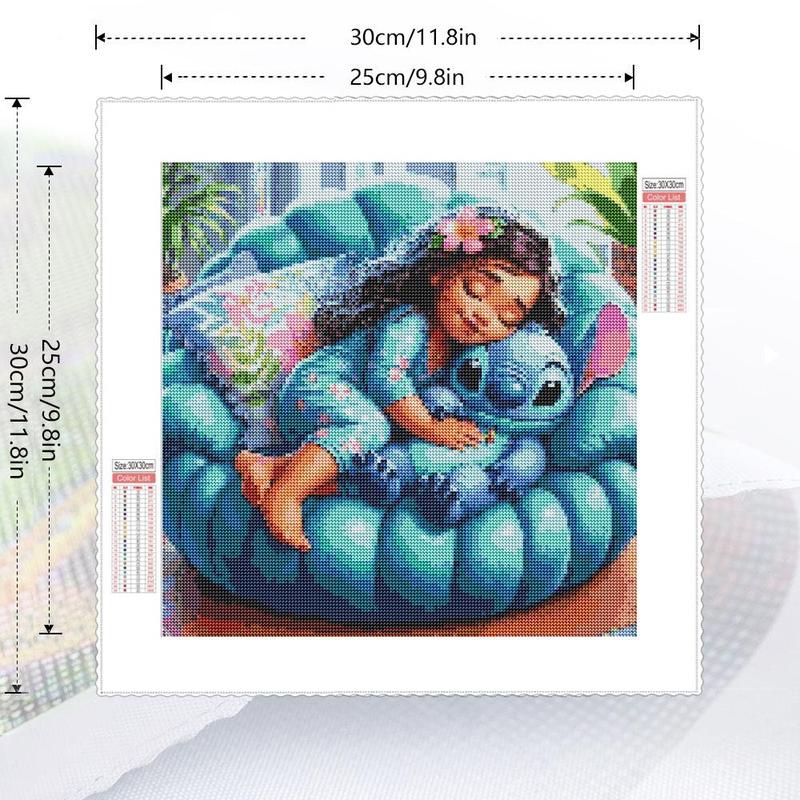 Lilo & Stitch Diamond Arts Colorful Painting Kit, 5D DIY Diamond Arts Colorful Painting Kit, Wall Art Decor for Home Living Room Bedroom