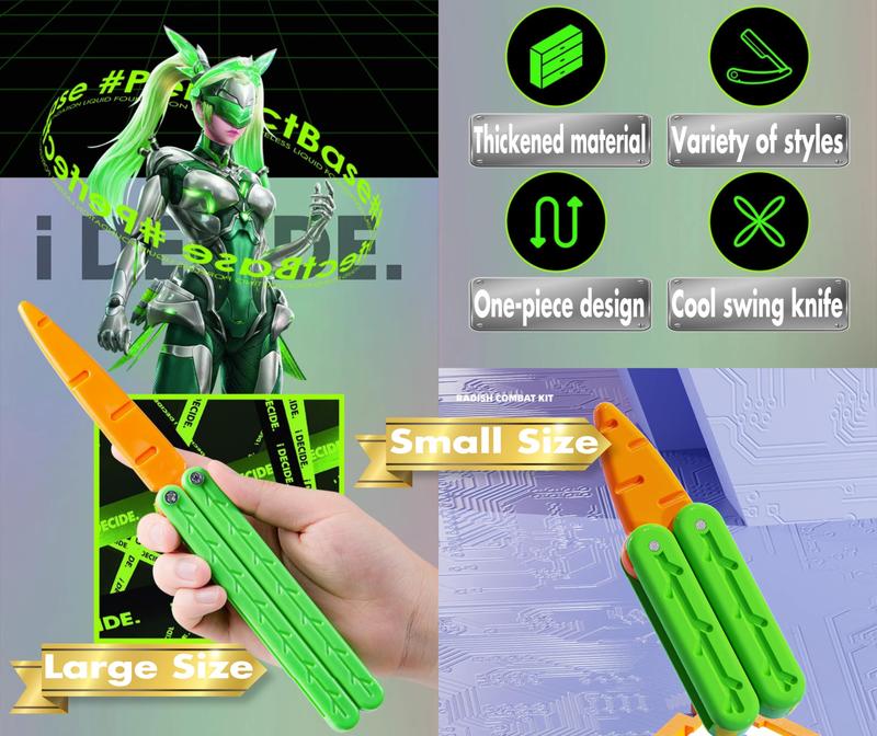 Summer 2 Pcs Carrot toys - Stress Relief Fidget Toys with Decompression Features - 3D Printed Practice Prop EDC (Big + Small) Green