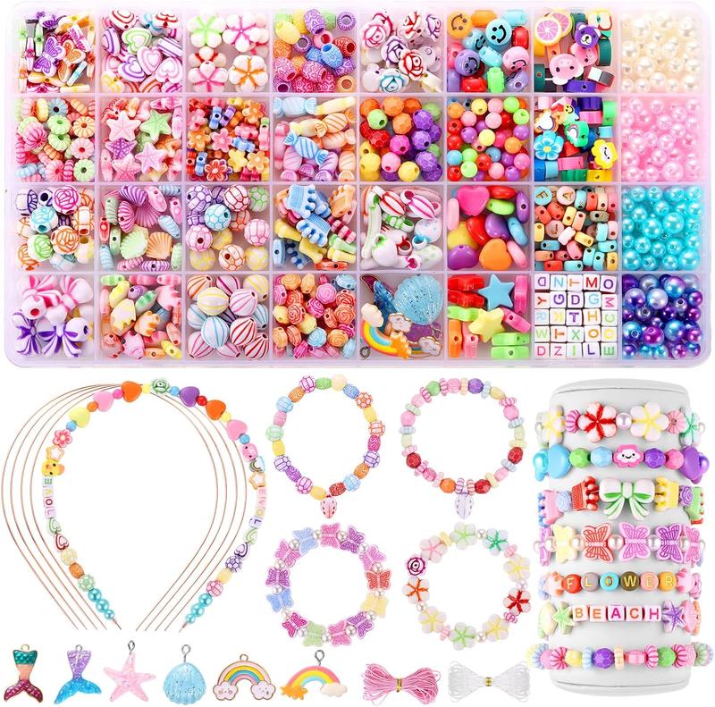 Funtopia Bracelet Jewellery Making Kits for Girls, Hair Band DIY 32 Types Beads DIY Arts and Crafts , Friendship Bracelets Necklace Headband Making Kit Birthday Gifts