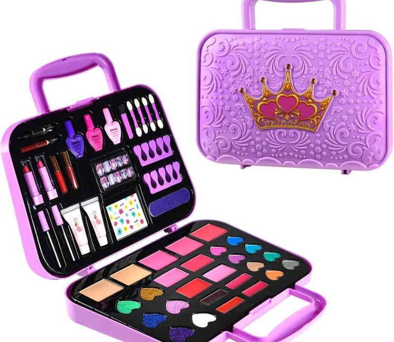 Makeup Kit for Girls, 51 PCS Pretend Makeup Set for Kids, Real Makeup Toys for Girls, Non Toxic, Princess Toys for Girls, Birthday Gift