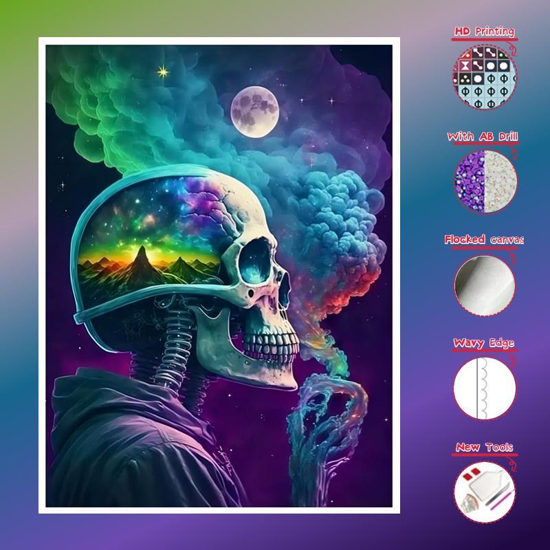 Skull Pattern DIY Diamond Painting Kit without Frame, Halloween DIY Decorative Art Picture, Aesthetic Diamond Embroidery Cross Stitch Painting Pictures for Beginner, DIY Home Decor Wall Art Painting