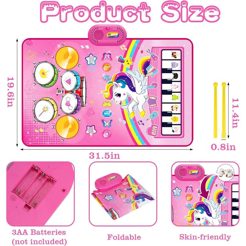 Toys for 1 Year Old Girl Gifts: Baby Music Mat Toddler Toys Age 1-2 - 3 in 1 Piano Drum Animal Touch Unicorn Toys - Infant Musical Toy 12-18 Months Babies Birthday Gifts for 1 2 3 Year Old Boys Girls