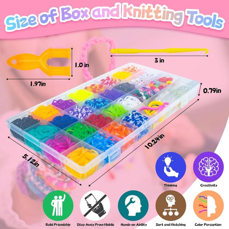 Bracelet Making Kit, Medium, 1500pcs Colorful Rubber Bands, 23 Colors, Loom Bracelet Making DIY Crafting for Boys Girls