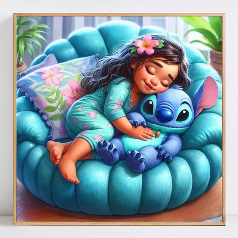 Lilo & Stitch Diamond Arts Colorful Painting Kit, 5D DIY Diamond Arts Colorful Painting Kit, Wall Art Decor for Home Living Room Bedroom