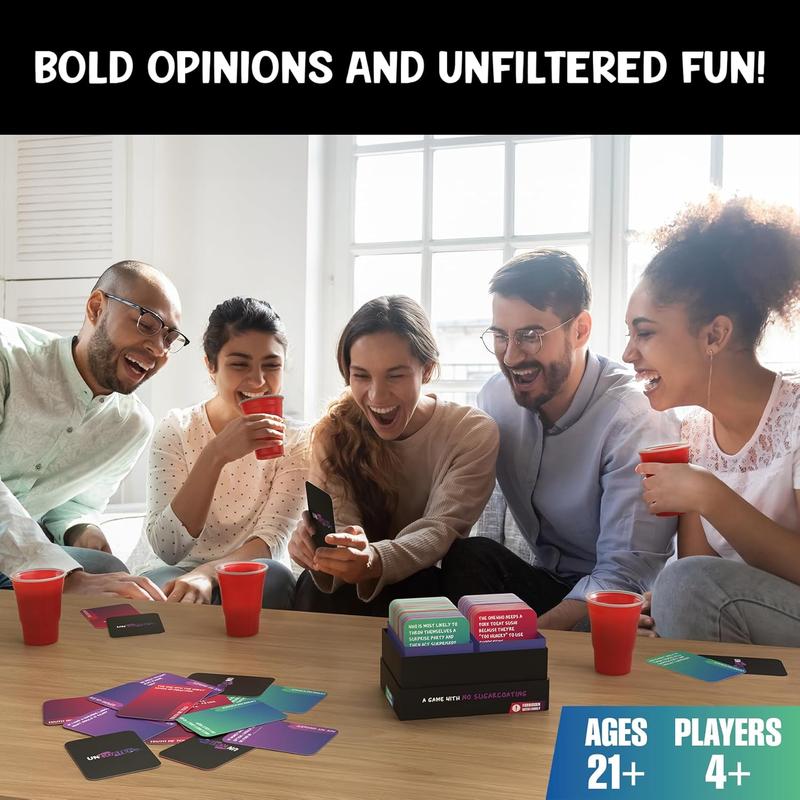 Uncoated Party Game for Adults Ages 21+, Hilarious, Social & Interactive Card Game for Game Night, Pre , Parties, & Gatherings, 4+ Players, 450+ Cards, Unfiltered Fun & No Sugarcoating