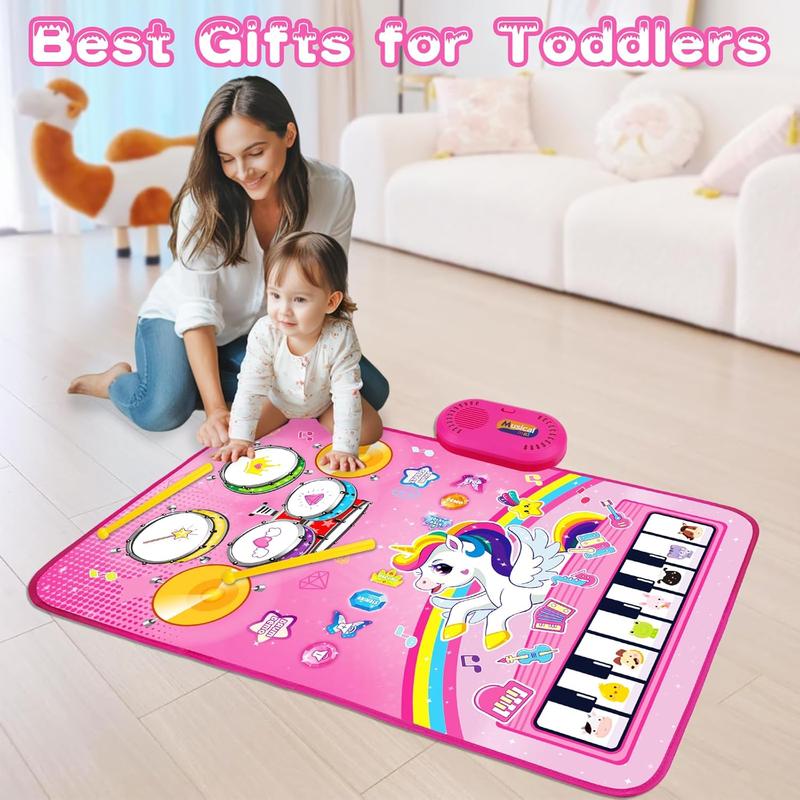 Toys for 1 Year Old Girl Gifts: Baby Music Mat Toddler Toys Age 1-2 - 3 in 1 Piano Drum Animal Touch Unicorn Toys - Infant Musical Toy 12-18 Months Babies Birthday Gifts for 1 2 3 Year Old Boys Girls