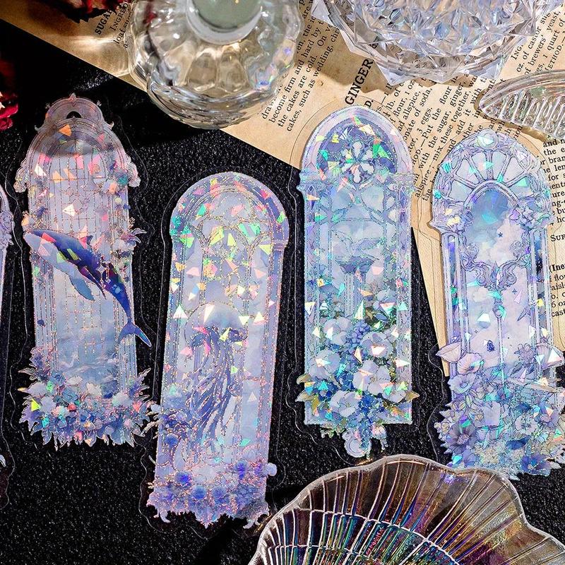 Dreamy Window Pattern Sticker & Bookmark Set, Including 5 Stickers & 5 Bookmarks, DIY Decorative Sticker for Scrapbooking, Journaling, Gift Wrapping