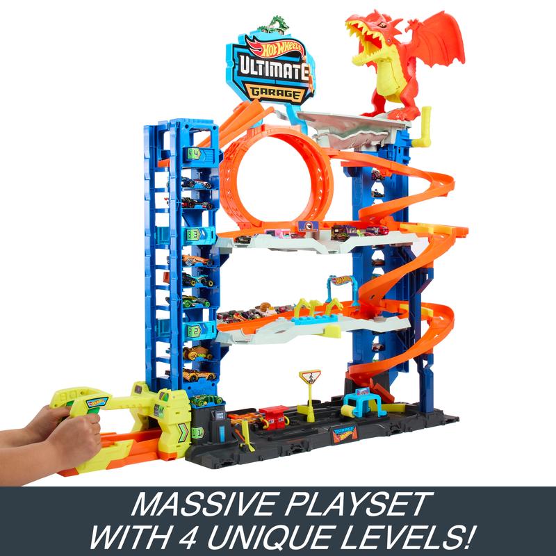 Hot Wheels City Ultimate Garage Playset with 2 Die-Cast Cars, Storage for 50+ Cars Child Age 4-8