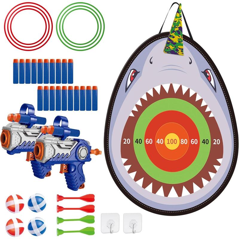 Dart Board for Kids Dart Board Toys for Ages 8-13 with Gun Sticky Balls Darts and Rings Indoor Outdoor Yard Halloween Birthday Party Games for Kids Funny Gifts for 12 Year Old Boy