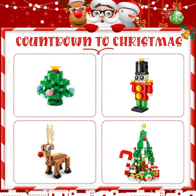 New Advent Calendar 2024 Christmas Building Blocks Toys for Kids Girls Boys Adult, 24 Days Christmas Countdown Building Blocks Toys, Surprise Xmas Gift Box, Christmas Party Favors with 24 Boxes