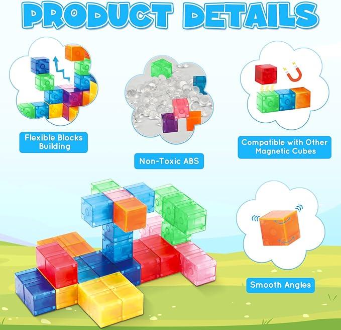 Magnetic Building Blocks for Toddlers 3+, Montessori Toys Preschool STEM Educational Sensory Magnet Tiles for Kids Boys and Girls Classroom Must Haves