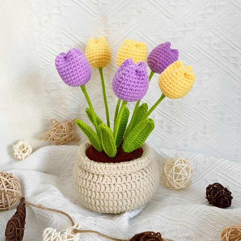 Tulip Flowerpot Crochet Pattern | Flower Bouquet  Crochet Pattern