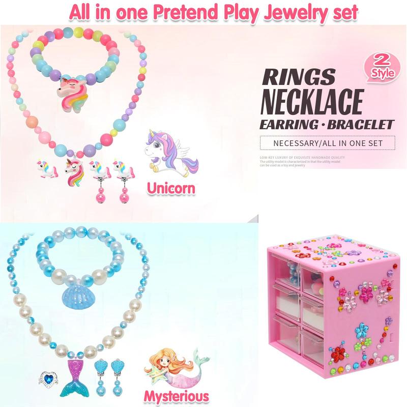 Jewelry Box Toy, 37pcs set Princess Jewelry Role playing Set, Pretend Play Jewelry Toy, Creative Birthday Gift For Girls