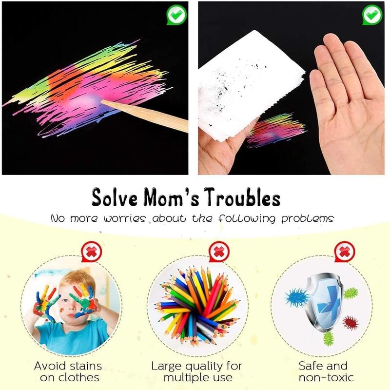 Rainbow Scratch Mini Art Notes - 125 Magic Scratch paper note cards,5 pens, suitable for children's toys Art crafts DIY party gift supplies, suitable for girls boys birthday Halloween Christmas stocking stuffing gift box