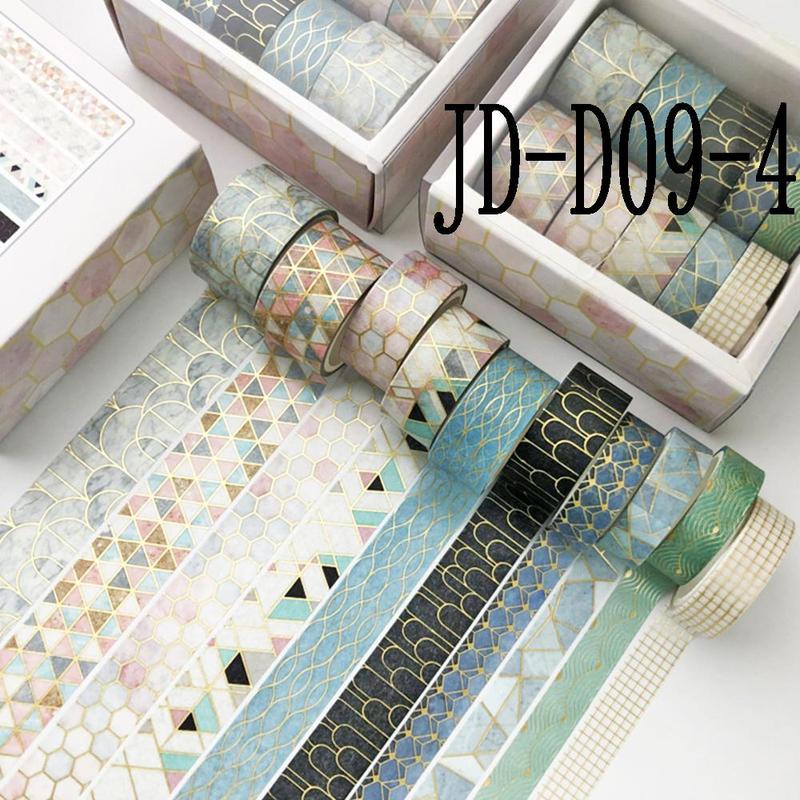 Washi Tape Set, 10 Rolls box Gold Foil Washi Tape, DIY Decorative Tape for Scrapbooking, Journaling, Gift Wrapping, Greeting Cards