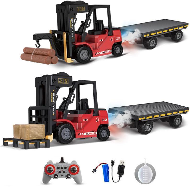 Remote Control forklifts,RC Crane Trucks Electric Forklift rc Engineering Toys car Rechargeable Battery,rc car with Spraying and Lights and Sound